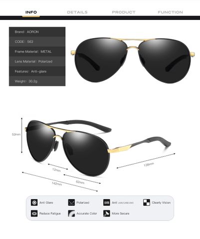  Kính Mát Kiểu Dáng Pilot Chuồn Chuồn Aviator Phân Cực 9 Lớp Lọc Polarized Hato A563 