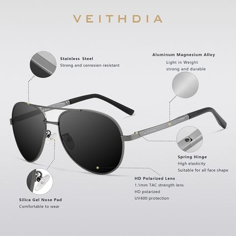  Kính Mát Phân Cực Polarized Veithdia 1306 