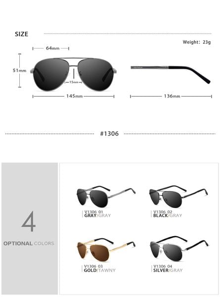  Kính Mát Phân Cực Polarized Veithdia 1306 