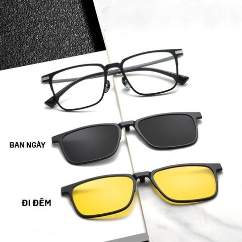  Kính Râm Cận Clip On 9017 Bộ 2 Kẹp Kính 