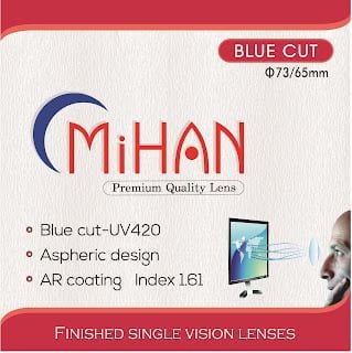  Tròn Kính Chống Ánh Sáng Xanh MIHAN 1.61 AS HMC BLUE CUT 