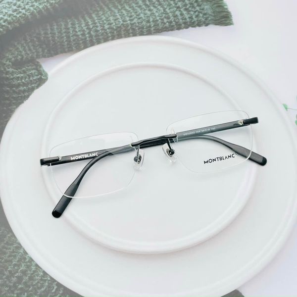  Gọng Kính Khoan Bắt Ốc Không Viền Titanium Nam Nữ Cao Cấp Montblanc MB0088O Full Box 