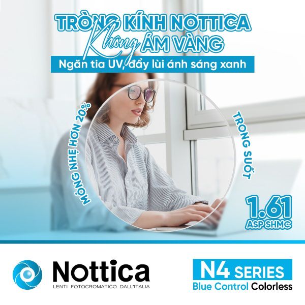 Tròng kính Nottica N4 1.61 ASP Blue Control