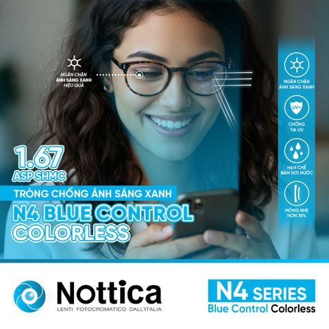  Tròng kính Nottica N4 1.67 ASP Blue Control 
