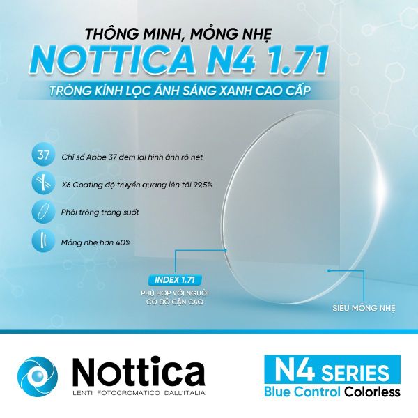 Tròng Kính Nottica N4 1.71 ASP Blue Control
