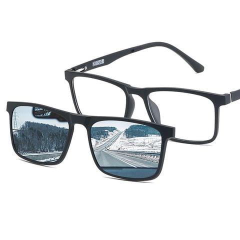  Kính Râm Cận TR90 Clip On Phân Cực Polarized 2 Trong 1 Bộ 5 Kẹp Cao Cấp 12146 