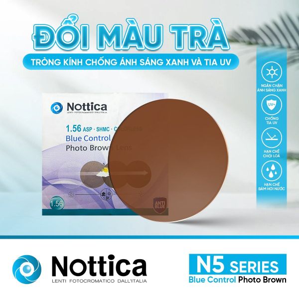 Tròng Kính Nottica N5 1.56 ASP Đổi Màu Trà