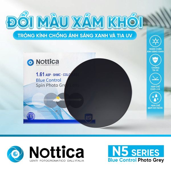 Tròng Kính Nottica N5 1.61 ASP Đổi Màu Khói