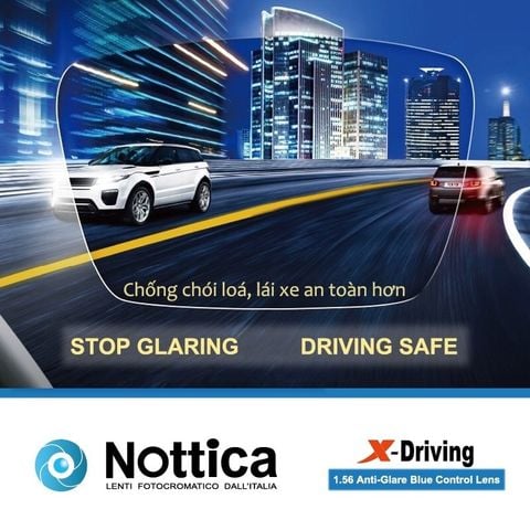  Tròng Kính Đổi Màu Lái Xe Nottica 1.56 X-Driving Blue Control 