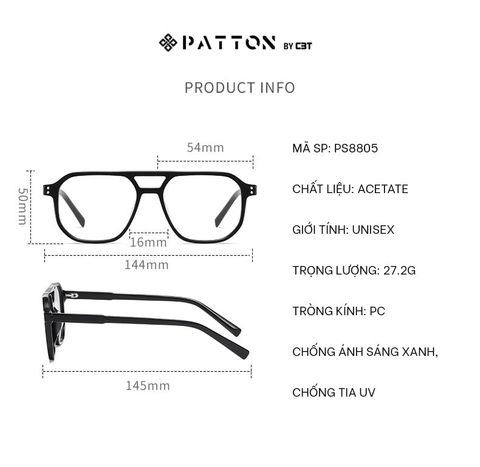  Gọng Kính Acetate Patton Ps8805 