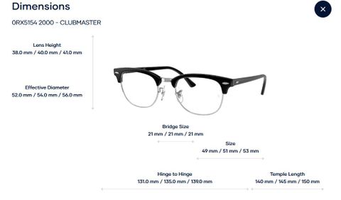  Rayban 0RX5154 Clubmaster Gọng Kính - Tem Chính Hãng Luxottica - Full Box 