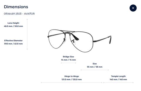  Rayban 0RX6489 Gọng Kính Aviator - Tem Chính Hãng Luxottica 