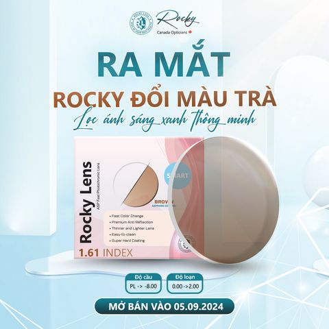  Tròng Kính Đổi Màu Trà Rocky Lens 1.61 Lọc Ánh Sáng Xanh - Bảo Vệ Mắt Thông Minh 