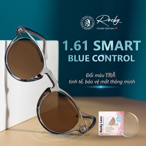  Tròng Kính Đổi Màu Trà Rocky Lens 1.61 Lọc Ánh Sáng Xanh - Bảo Vệ Mắt Thông Minh 