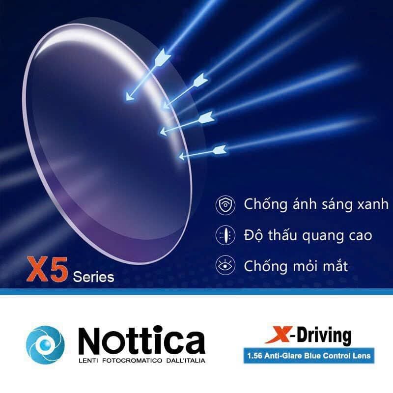  Tròng Kính Đổi Màu Lái Xe Nottica 1.56 X-Driving Blue Control 