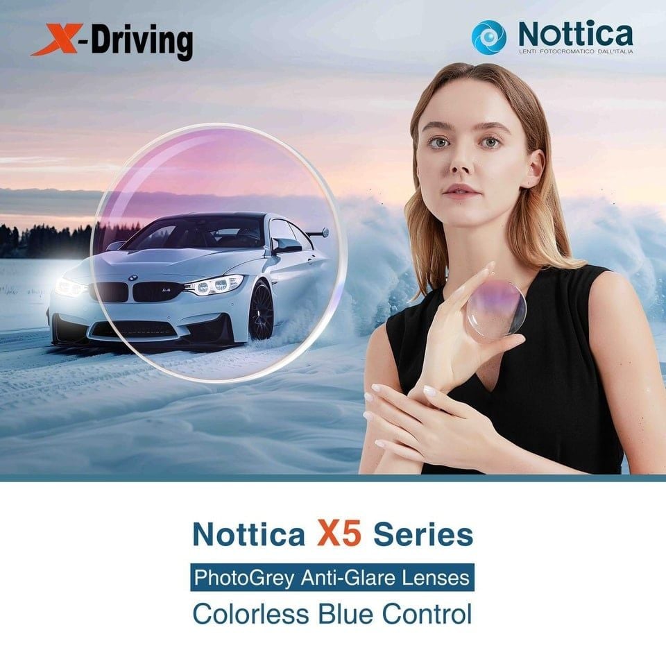 Tròng Kính Đổi Màu Lái Xe Nottica 1.56 X-Driving Blue Control 