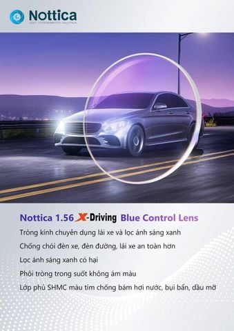  Tròng Kính Đổi Màu Lái Xe Nottica 1.56 X-Driving Blue Control 