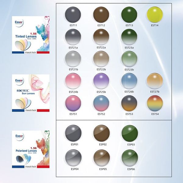  Tròng Kính Màu Essor RXTEC ( Có Độ ) 1.56, 1.61, 1.67 