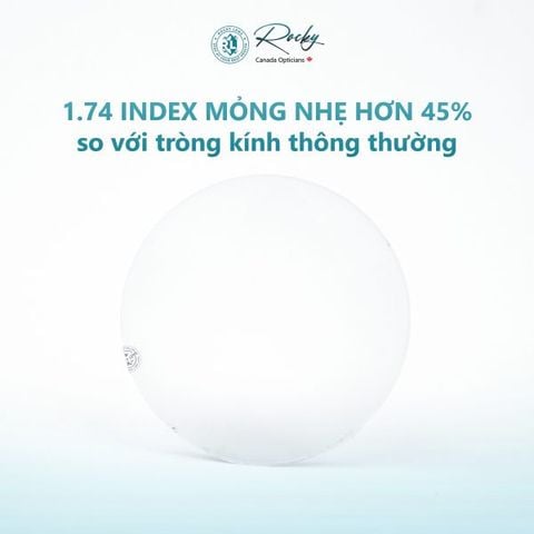  Tròng Kính Rocky 1.74 Asp Blue Cut Siêu Mỏng Chống Ánh Sáng Xanh SHMC 