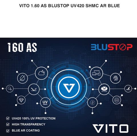  Tròng Kính Mỏng Chống Ánh Sáng Xanh Vito Blustop 1.60 AS 