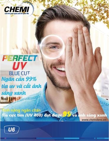  Tròng Kính Cắt Ánh Sáng Xanh Chemi U6 Perfect UV 