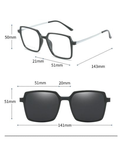  Kính Râm Cận Tròn TR90 Clip On Phân Cực Polarized 2 Trong 1 TJ2183 