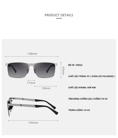  Kính Mát Nam Phân Cực Polarized Jason JS8512 