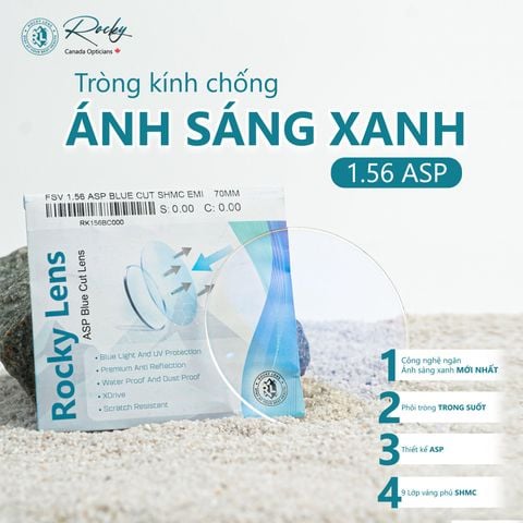  Tròng Kính Cận Viễn Loạn Chống Ánh Sáng Xanh Rocky 1.56 ASP Chính Hãng 