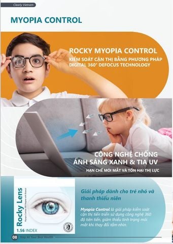  Tròng Kính Kiểm Soát Cận Thị Trẻ Em Rocky Myopia Control 360 Độ 