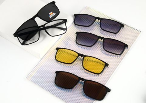  Kính Râm Cận TR90 Clip On Phân Cực Polarized 2 Trong 1 Bộ 5 Kẹp Cao Cấp 12175 