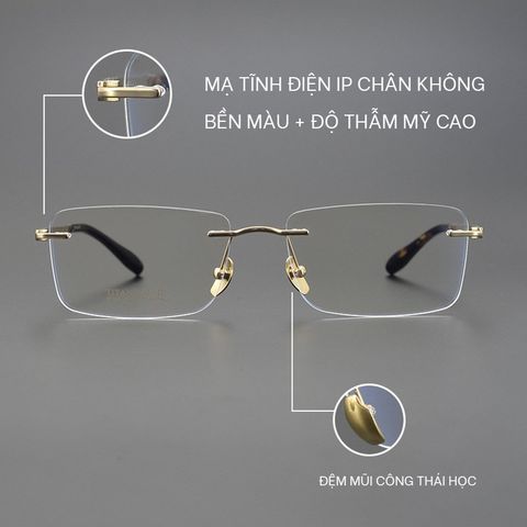  Gọng Kính Khoan Cao Cấp Beta Titanium Omega 91108 