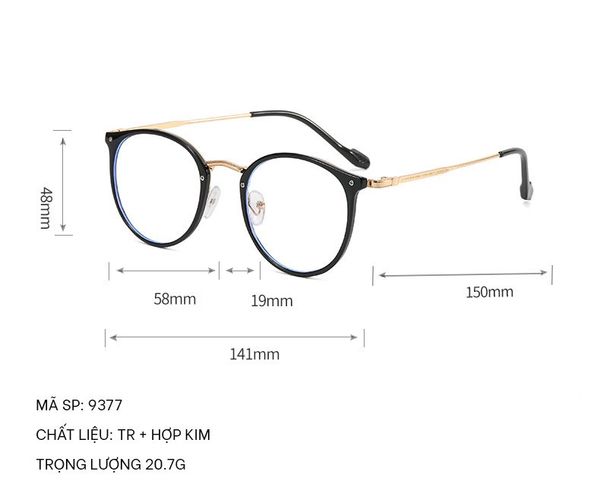  Gọng Kính Tròn Hợp Kim 9377 