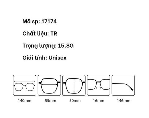  Gọng Kính Đa Giác TR90 TR17174 