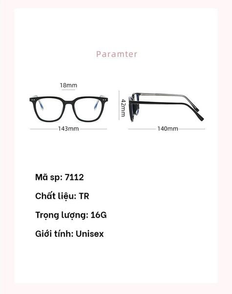  Gọng Kính Vuông TR90 7112 