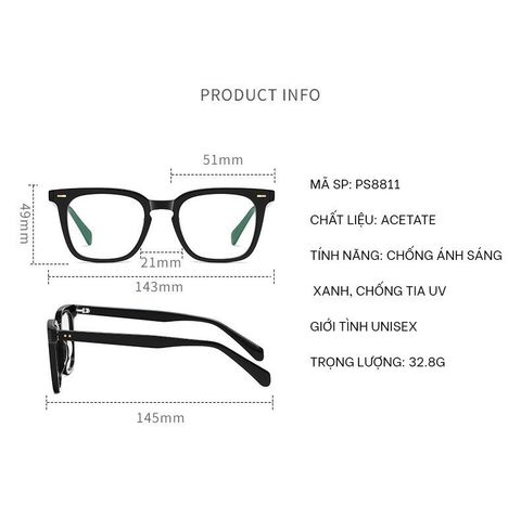  Gọng Kính Acetate Patton Ps8811 