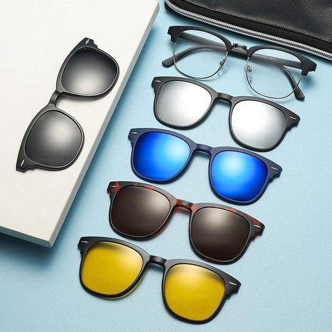  Kính Râm Cận TR90 Clip On Phân Cực Polarized 2 Trong 1 Bộ 5 Kẹp Cao Cấp 2218T 