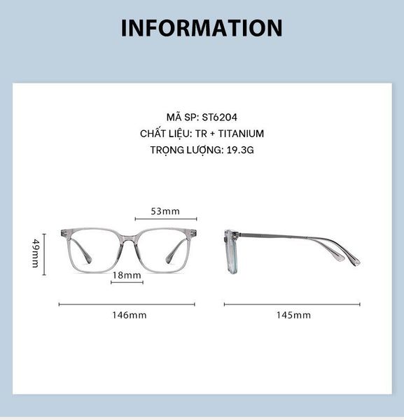  Gọng Kính TR + Titanium Patton ST 6204 