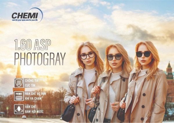  Tròng Kính Đổi Màu Khói Chemi U2 1.60 