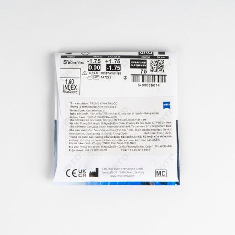  Tròng Kính Zeiss Clearview Freeform BlueGuard Chống Ánh Sáng Xanh 