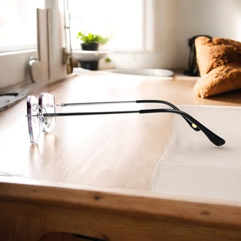  Kính Không Gọng Zoson 1853 Titanium Vát Cạnh Kim Cương, Đính Hạt 