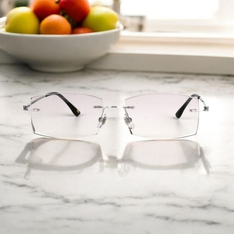  Kính Không Gọng Zoson 1853 Titanium Vát Cạnh Kim Cương, Đính Hạt 