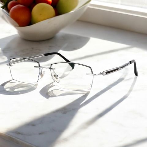  Zoson 96607 Kính Không Viền Titanium, Vát Cạnh Kim Cương 
