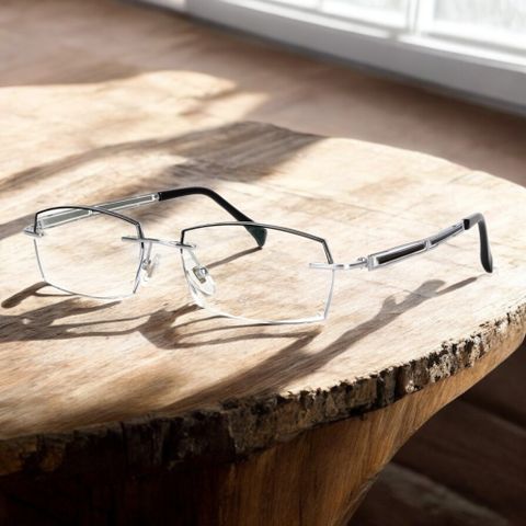  Zoson 96607 Kính Không Viền Titanium, Vát Cạnh Kim Cương 