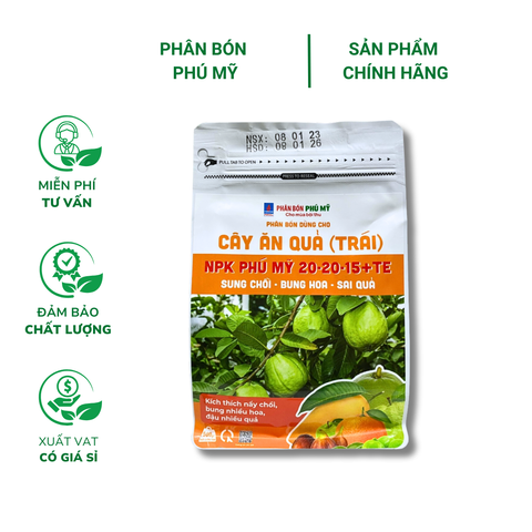 Phân NPK Phú Mỹ 20-20-15+TE Cây ăn quả (500gr) -  Kích thích nảy chồi, bung chồi, bung nhiều hoa và đậu nhiều quả