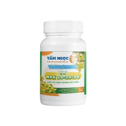 Phân NPK 20-20-20 + TE (Tám Ngọc) - Phân bón lá giúp thân to, dày, mập - Lọ 100 gram
