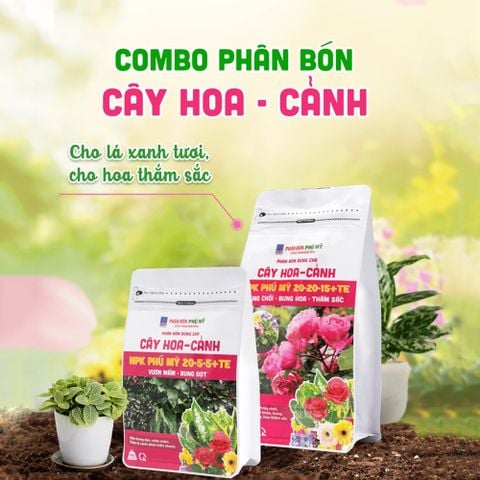 Phân bón NPK Phú Mỹ 20-5-5+TE Cây hoa - cảnh - Gói 500gram