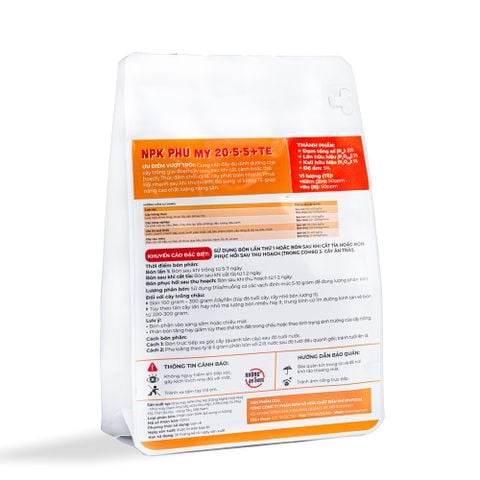 Phân NPK Phú Mỹ 20-5-5 + TE Cây ăn quả - Gói 500 gram