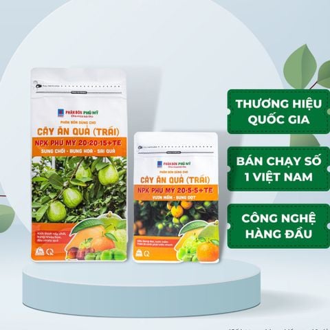 Phân NPK Phú Mỹ 20-5-5 + TE Cây ăn quả - Gói 500 gram