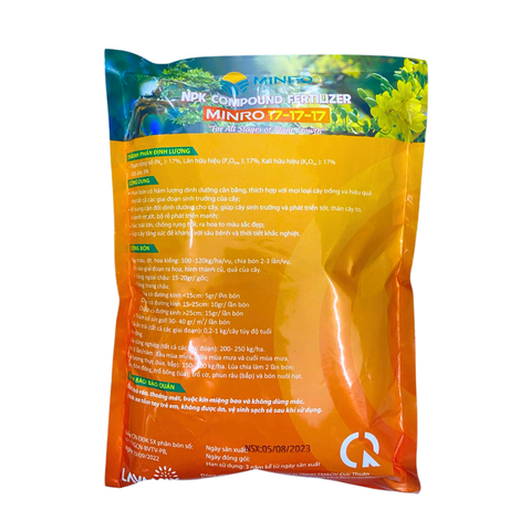 Phân NPK MINRO 17-17-17 - Phân bón hỗn hợp bung chồi, nhú đọt, tạo mầm hoa (Gói 1kg)