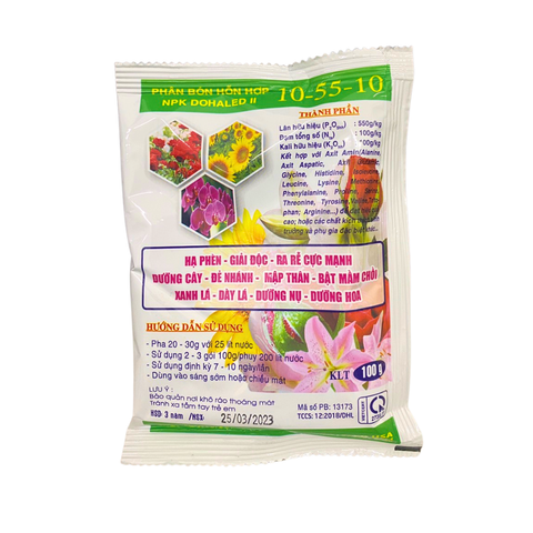 Siêu lân 550 Flowers 10-55-10 kích hoa, kích nụ cho hoa mai, hoa lan- Gói 100 gram